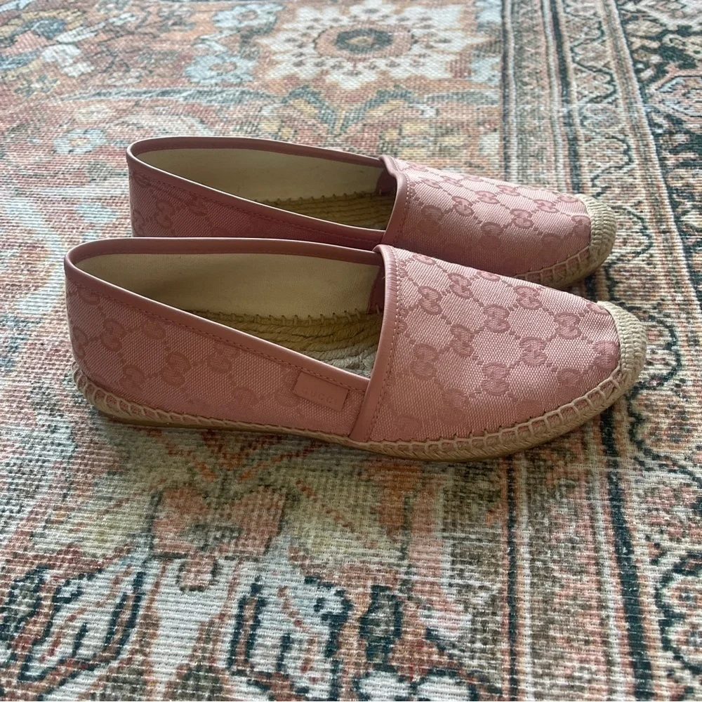 Gucci Pink‎ GG Logo Canvas Espadrilles